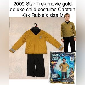 Vintage 2009 Star Trek movie gold deluxe child costume Captain Kirk Rubie’s M